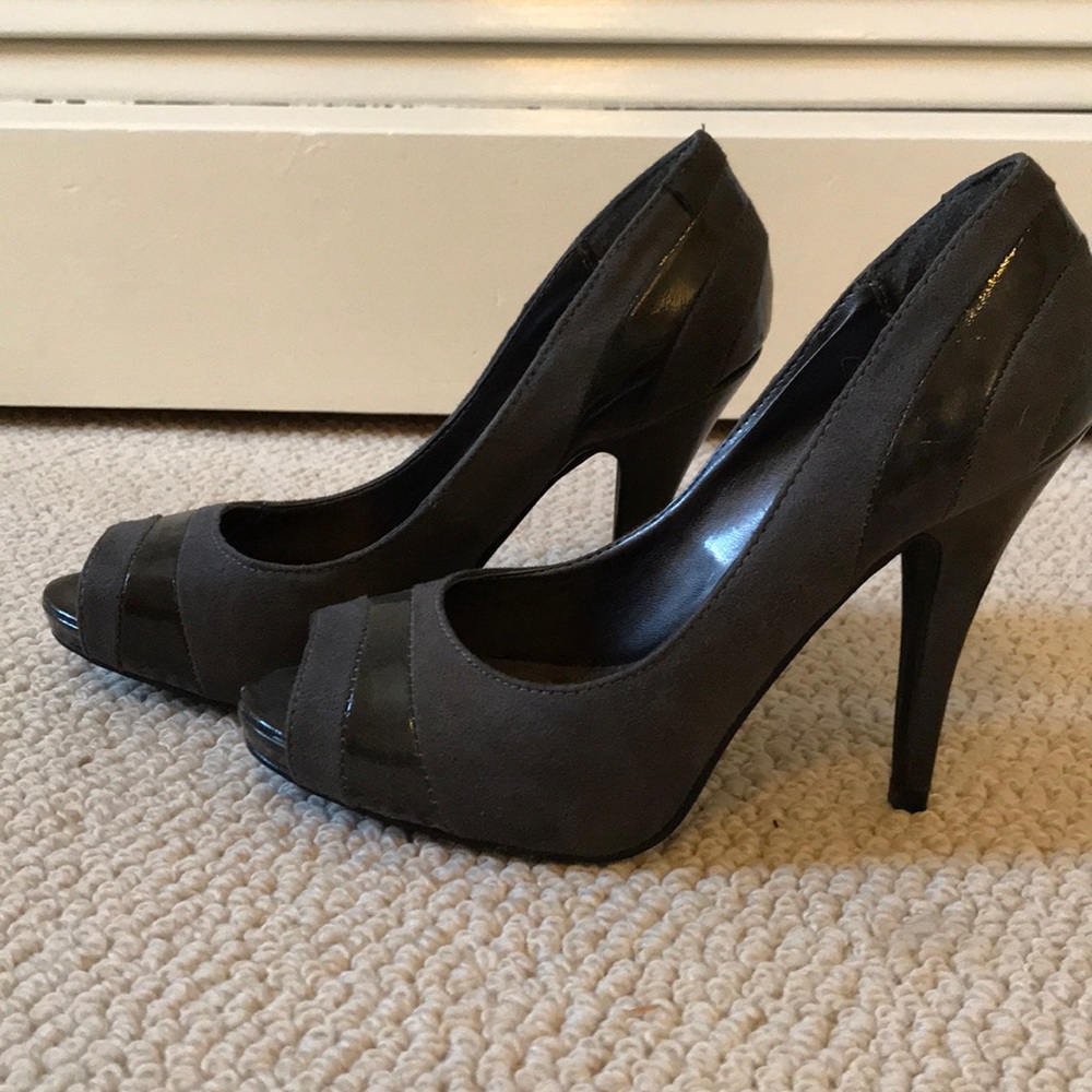Maurices Charcoal Gray Peep-Toe High Heels